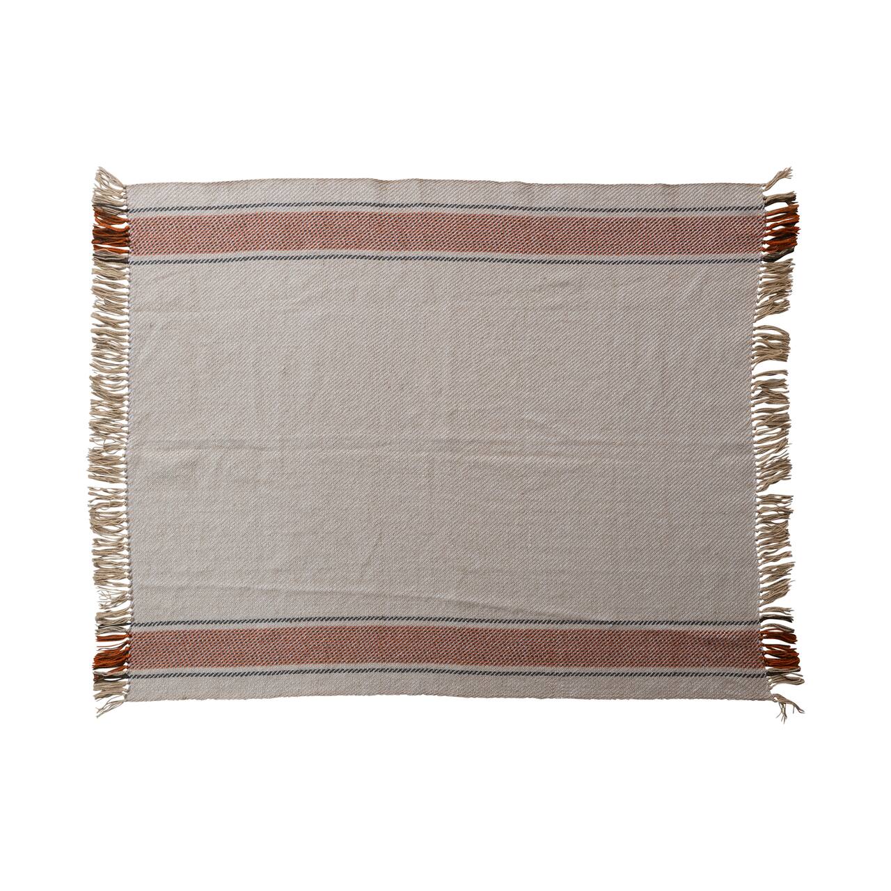 Hello Honey® Multicolor Hand-Woven Reclaimed Fabric Throw with Fringe
